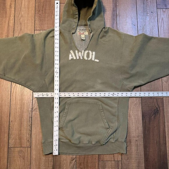 Vintage Steve & Barry's AWOL Hoodie Sweatshirt Men's Large Earth Tone Green‎ - Picture 4 of 5